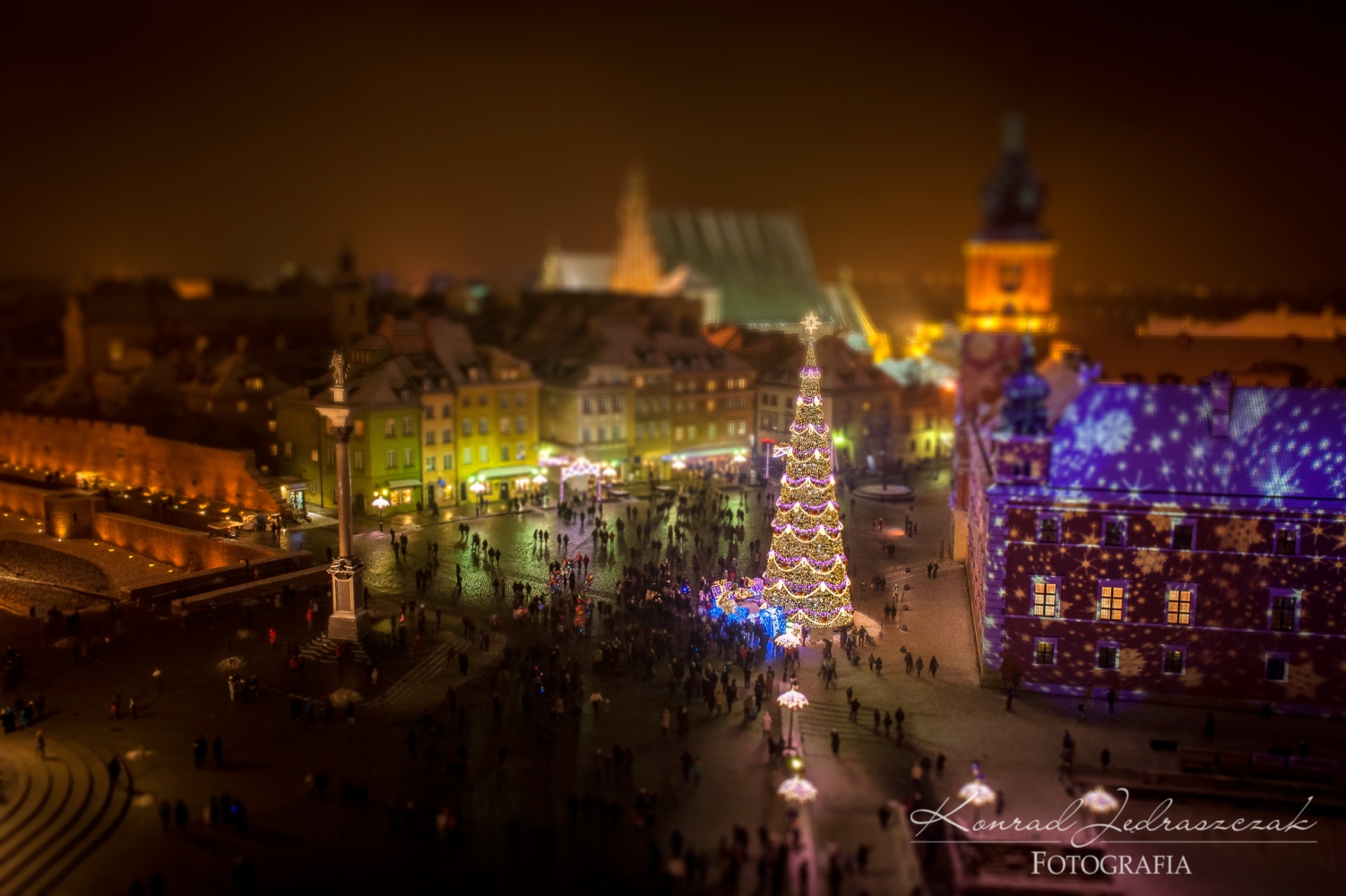 Fotografia nocna Warszawa Starówka Zamek Królewski Kolumna Zygmunta