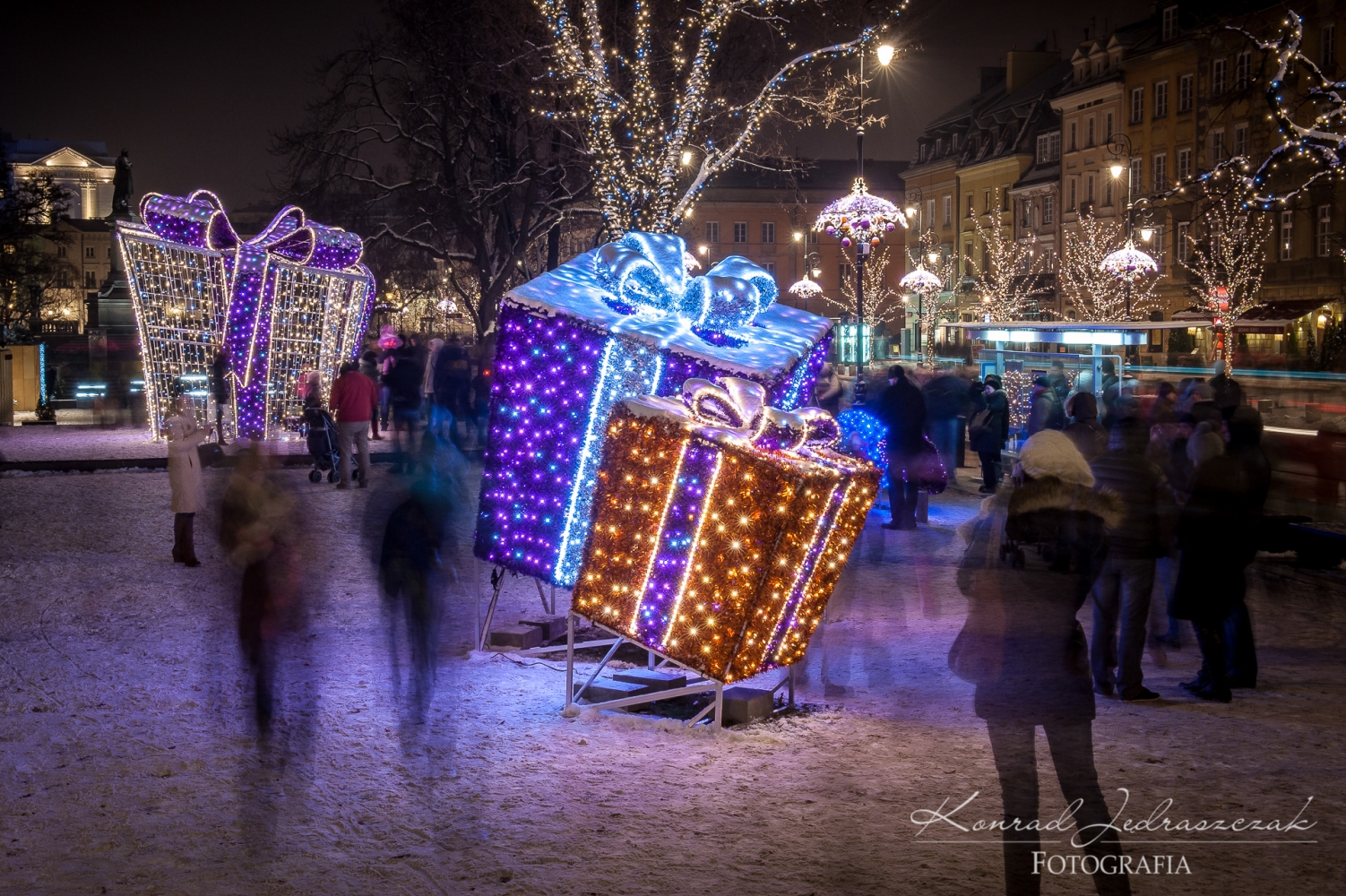 Fotografia nocna Warszawa świąteczne iluminacje fot.1