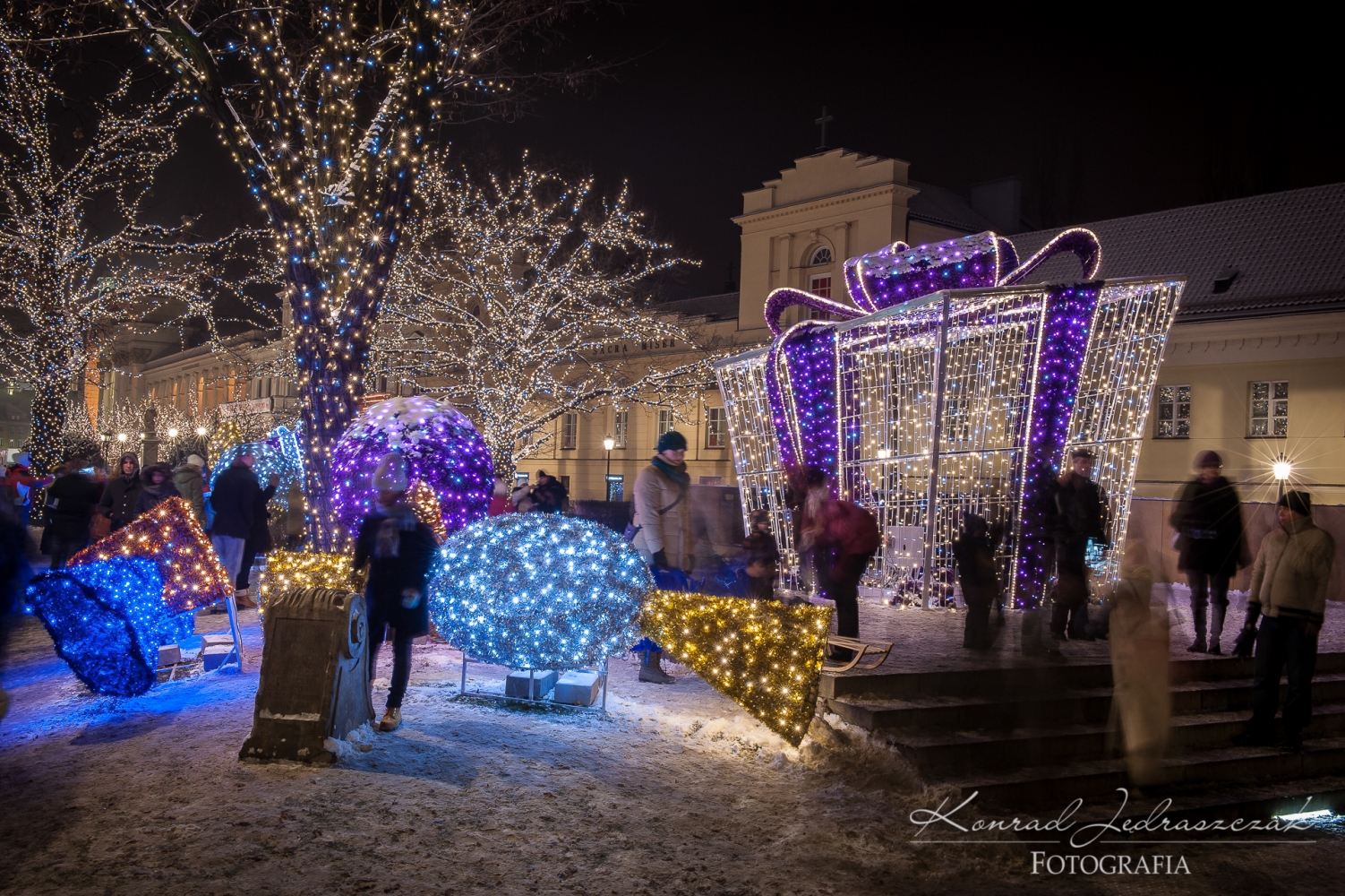 Fotografia nocna Warszawa świąteczne iluminacje fot.3