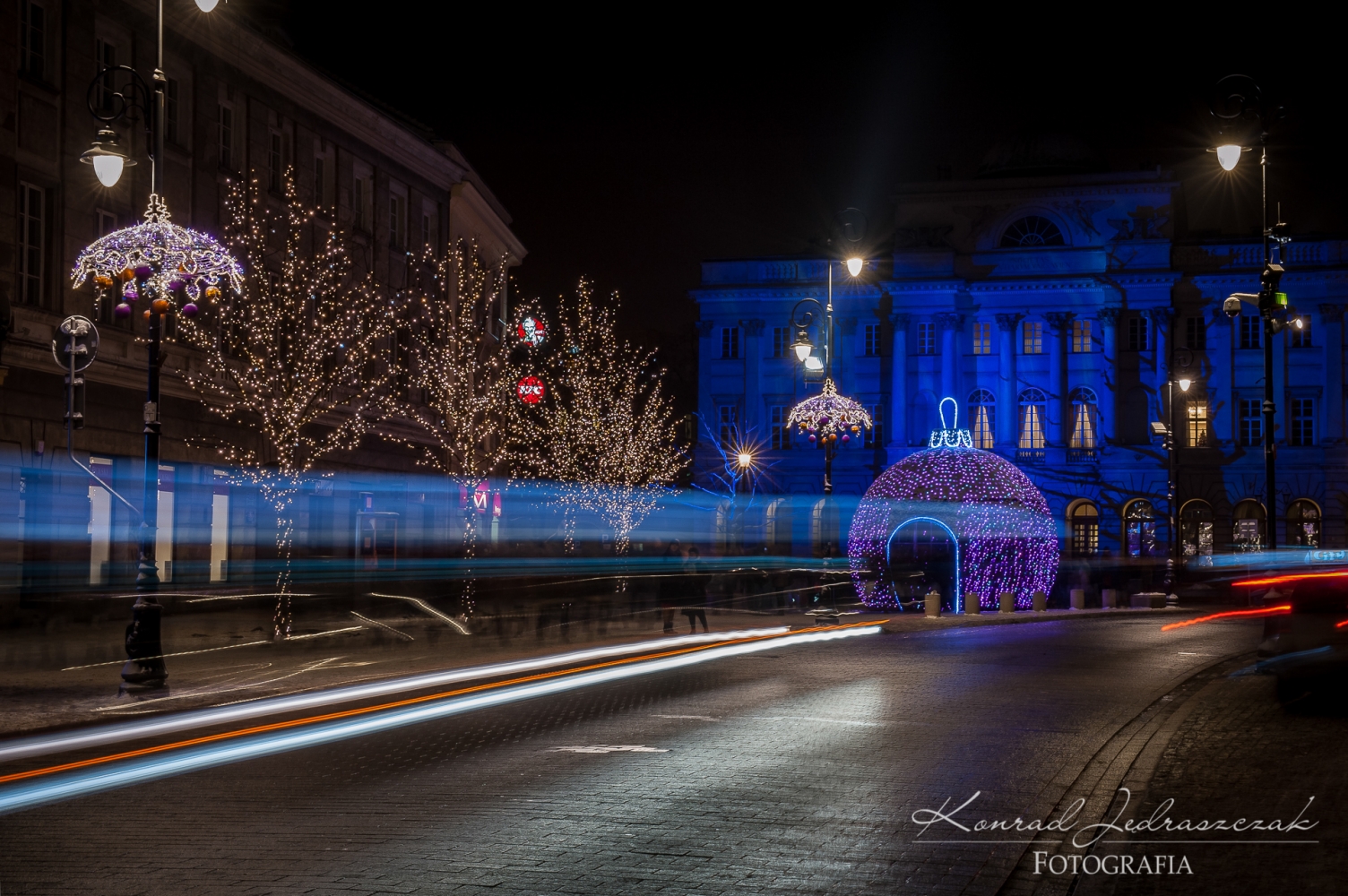Fotografia nocna Warszawa świąteczne iluminacje fot.4